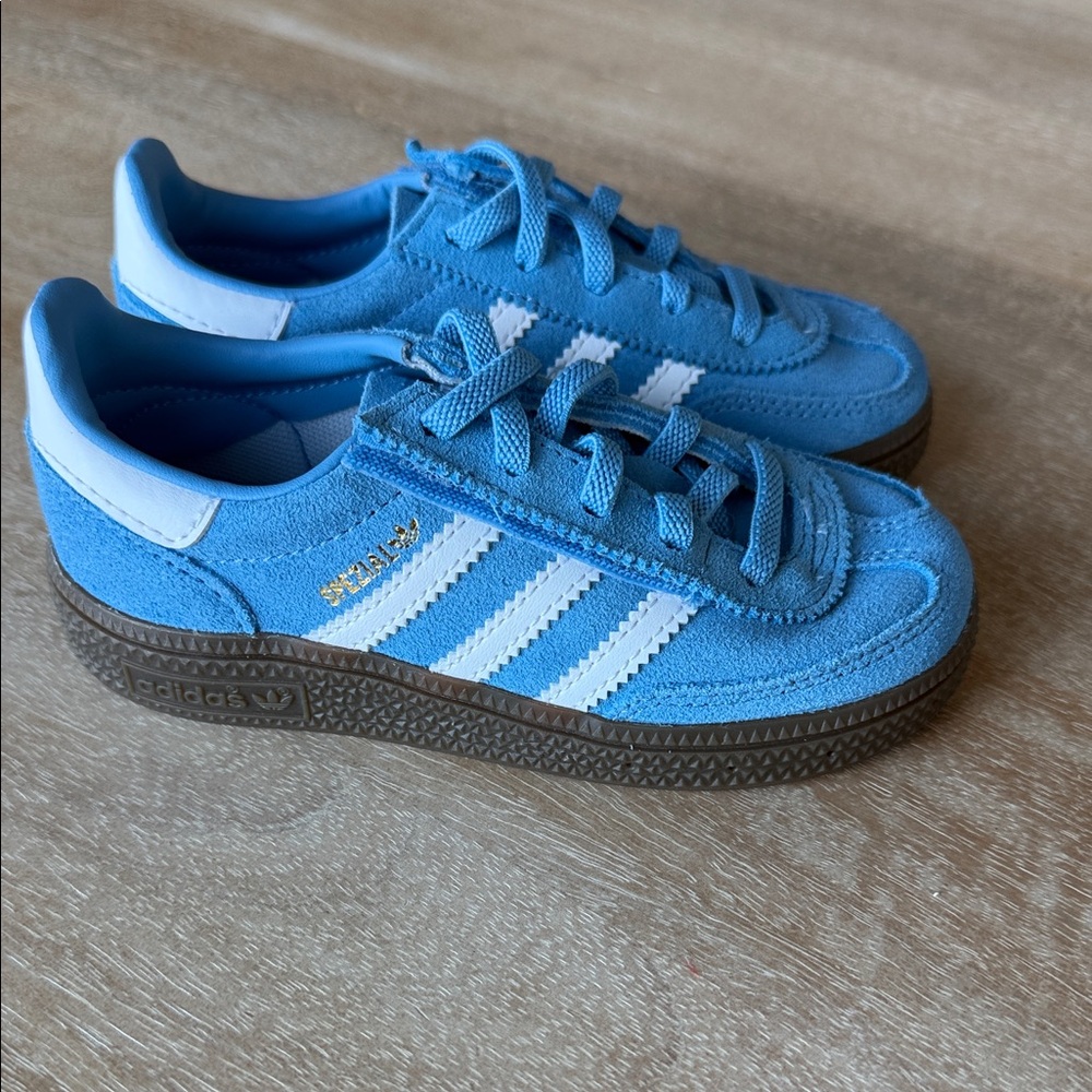 Toddler adidas Samba Suede Sneakers in Bright Blue with White Stripes